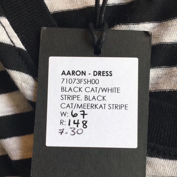 NWT n:Philanthropy Anthropologie Long Sleeve Black White Striped T-shirt Dress - Picture 8 of 12